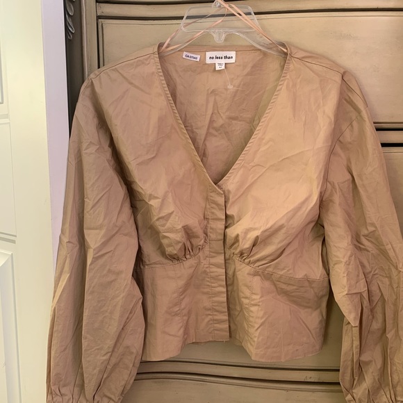 SOLD Puff Sleeve Beige Corset Shape Blouse - Picture 2 of 3